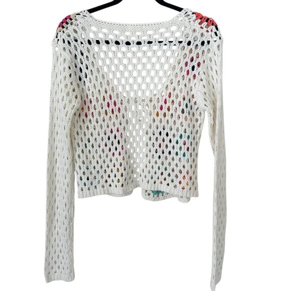 Debut Crochet Knit Tie Front Cardigan Sweater Boho Festival Retro Y2K Size M - Picture 2 of 3